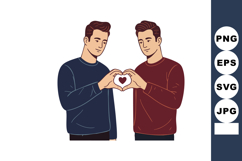 Two men forming heart shape with hands expressing love and f Product Image 1