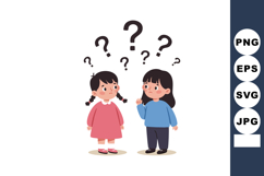 Two confused children with question marks above heads vector Product Image 1