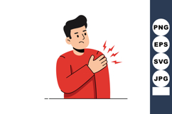 Man Wearing Red Shirt Holding Shoulder in Pain Illustration Product Image 1