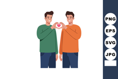Two men making heart gesture with hands showing love and fri Product Image 1