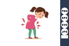 Little girl with back pain and discomfort in pink dress and Product Image 1