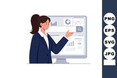 Businesswoman presenting data analytics on computer screen v Product Image 1