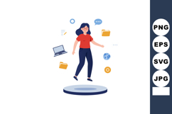 Woman surrounded by digital icons and files in red shirt and Product Image 1