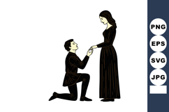 Romantic couple engagement proposal man kneeling woman in bl Product Image 1