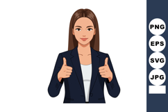 Businesswoman showing thumbs up sign with confident smile ve Product Image 1