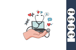 Healthcare technology with laptop stethoscope and medical ic Product Image 1