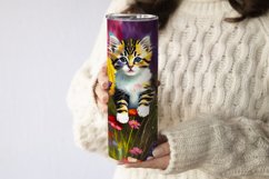 20 Oz Skinny Tumbler Watercolor Cute Kitten Wrap Product Image 4