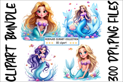 80 Mermaid Clipart Bundle, Cute Mermaid Clipart Product Image 4