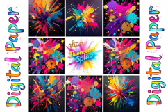 Glitter Fluorescent Splash Digital Paper Bundle Product Image 5