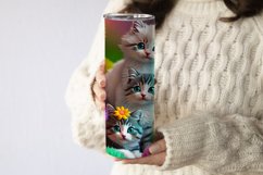 20 Oz Skinny Tumbler Watercolor Cute Kitten Wrap Product Image 5
