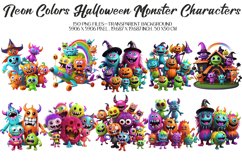 3D Neon Color Halloween Monster ClipArt&#039;s, 150 PNG Clipart Product Image 4