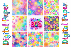 80s Neon Retro Digital Papers | Bright Party Backdrops Product Image 5
