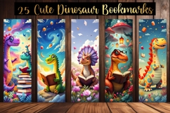 Cute Dinosaur Bookmarks, 25 Digital Dino Bookmark Set Product Image 5
