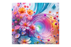20oz Skinny Tumbler Floral Wrap | Bright Rainbow Swirl Product Image 4