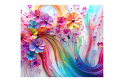 Vibrant Abstract Floral Tumbler Wrap 20oz Skinny PNG Product Image 4
