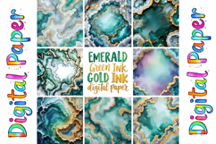 Emerald Green Gold Marble Digital Paper Product Image 4