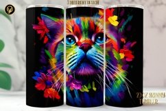 20 Oz Skinny Neon Colors Cute Kitty Tumbler Sublimation. Product Image 4