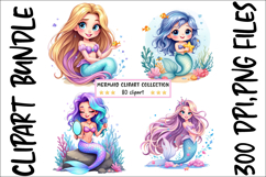 80 Mermaid Clipart Bundle, Cute Mermaid Clipart Product Image 5