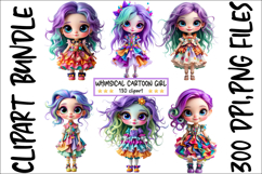 Whimsical Cartoon Girl Clipart, 130 PNG Product Image 5
