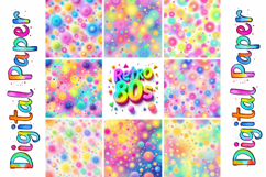 80s Neon Retro Digital Papers | Bright Party Backdrops Product Image 6