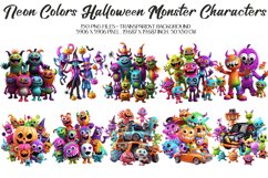 3D Neon Color Halloween Monster ClipArt&#039;s, 150 PNG Clipart Product Image 5