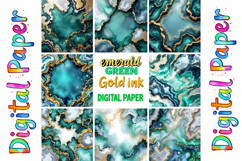 Emerald Green Gold Marble Digital Paper Product Image 5