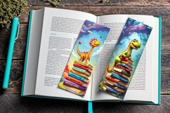 Cute Dinosaur Bookmarks, 25 Digital Dino Bookmark Set Product Image 6