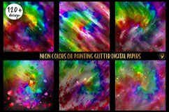 120 Neon Colors Oilpainting Glitter Digital Papers Product Image 1