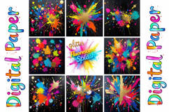 Glitter Fluorescent Splash Digital Paper Bundle Product Image 7