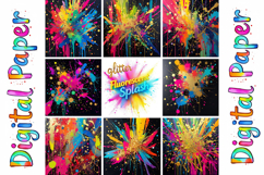 Glitter Fluorescent Splash Digital Paper Bundle Product Image 8