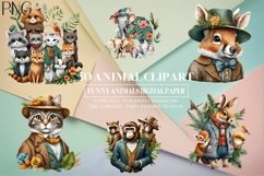 50 Funny Animal Clipart, Animal Illustration Digital Paper Product Image 7