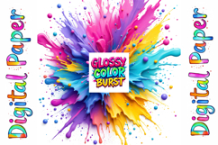 Glossy Color Burst Digital Paper Pack ,Liquid Paint Splahes Product Image 7