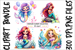 80 Mermaid Clipart Bundle, Cute Mermaid Clipart Product Image 7