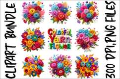 Colorful Yarn Flower Clipart Bundle - Crochet Floral Bouquet Product Image 7