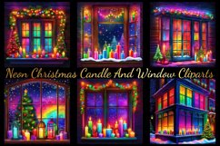 Christmas Candle And Window Digital Paper, Festive Holiday Product Image 8