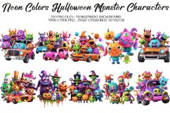 3D Neon Color Halloween Monster ClipArt&#039;s, 150 PNG Clipart Product Image 8