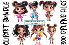 Whimsical Cartoon Girl Clipart, 130 PNG Product Image 8