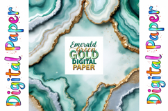 Emerald Green Gold Marble Digital Paper Product Image 9