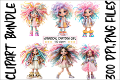 Whimsical Cartoon Girl Clipart, 130 PNG Product Image 9