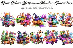 3D Neon Color Halloween Monster ClipArt&#039;s, 150 PNG Clipart Product Image 9