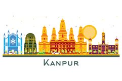 Kanpur India City Skyline with Color Buildings isolated. Product Image 1