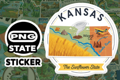 Kansas Sticker PNG SVG | State Outline Decal File | Product Image 1