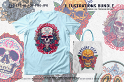 Dark Mexican Festival Skulls and Catrina Artwork Product Image 2