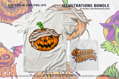 Halloween Pumpkin Monsters With Witch And Scary Faces Mascot Product Image 2