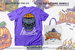Twisted Pumpkin Heads And Macabre Skulls Halloween Design Product Image 2