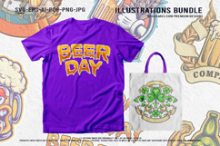 Beer Day Illustration Collection With Hops And Clover Icons Product Image 2