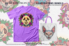 Macabre Mexican Animal Heads With Roses Tattoo Vector Design Product Image 2