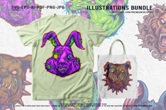 Grotesque Zombie Creatures Scary Cartoon Beast Heads Bundle Product Image 2