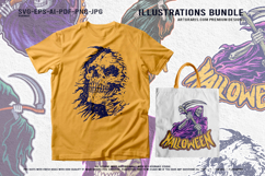 Haunted Grim Reaper Halloween Figures Creepy Skull Vector Product Image 2