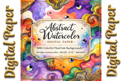Abstract Fluid Ink Watercolor Digital Paper Product Image 1